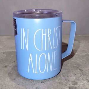 Blue 'In Christ Alone' Insulated Travel Mug with lid New